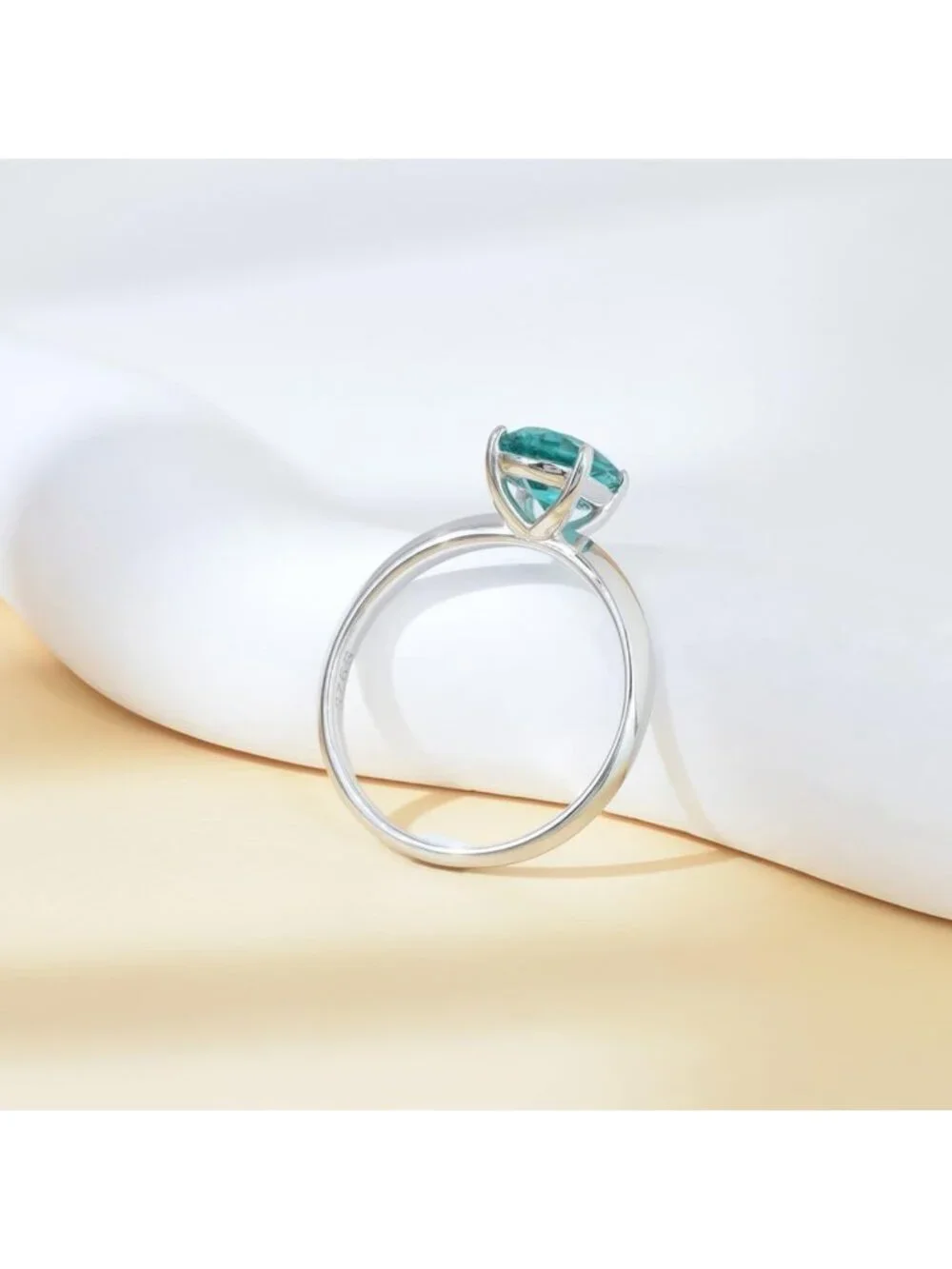 Elegant 925 Sterling Silver Turquoise Blue Zircon Ring, Fashion Statement